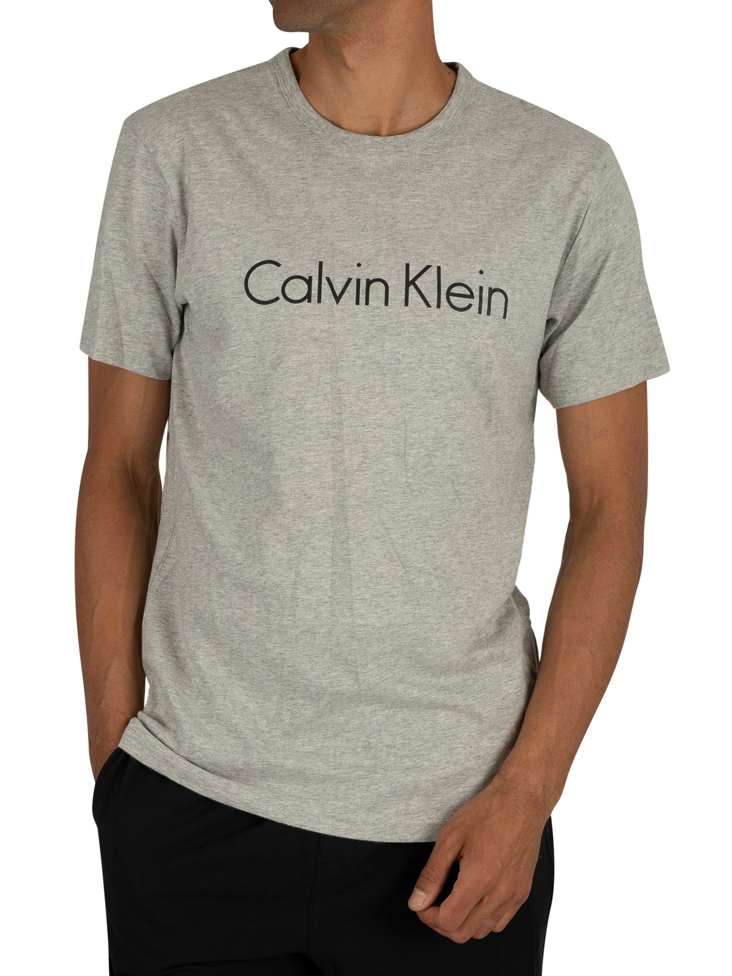 Calvin Klein Men's Logo Marled T-Shirt, Grey | eBay