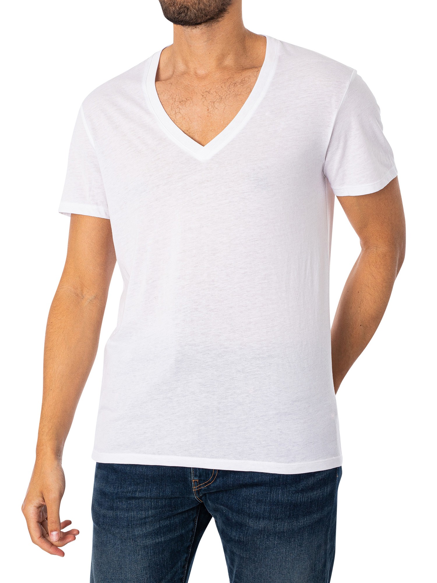 G-Star RAW 2 Pack V-Neck Logo T-Shirts - White Solid | Standout