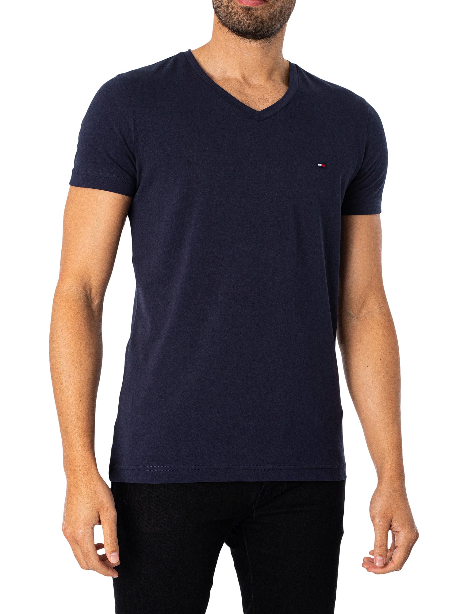 Tommy Hilfiger Core Stretch Slim V-Neck T-Shirt - Navy Blazer | Standout
