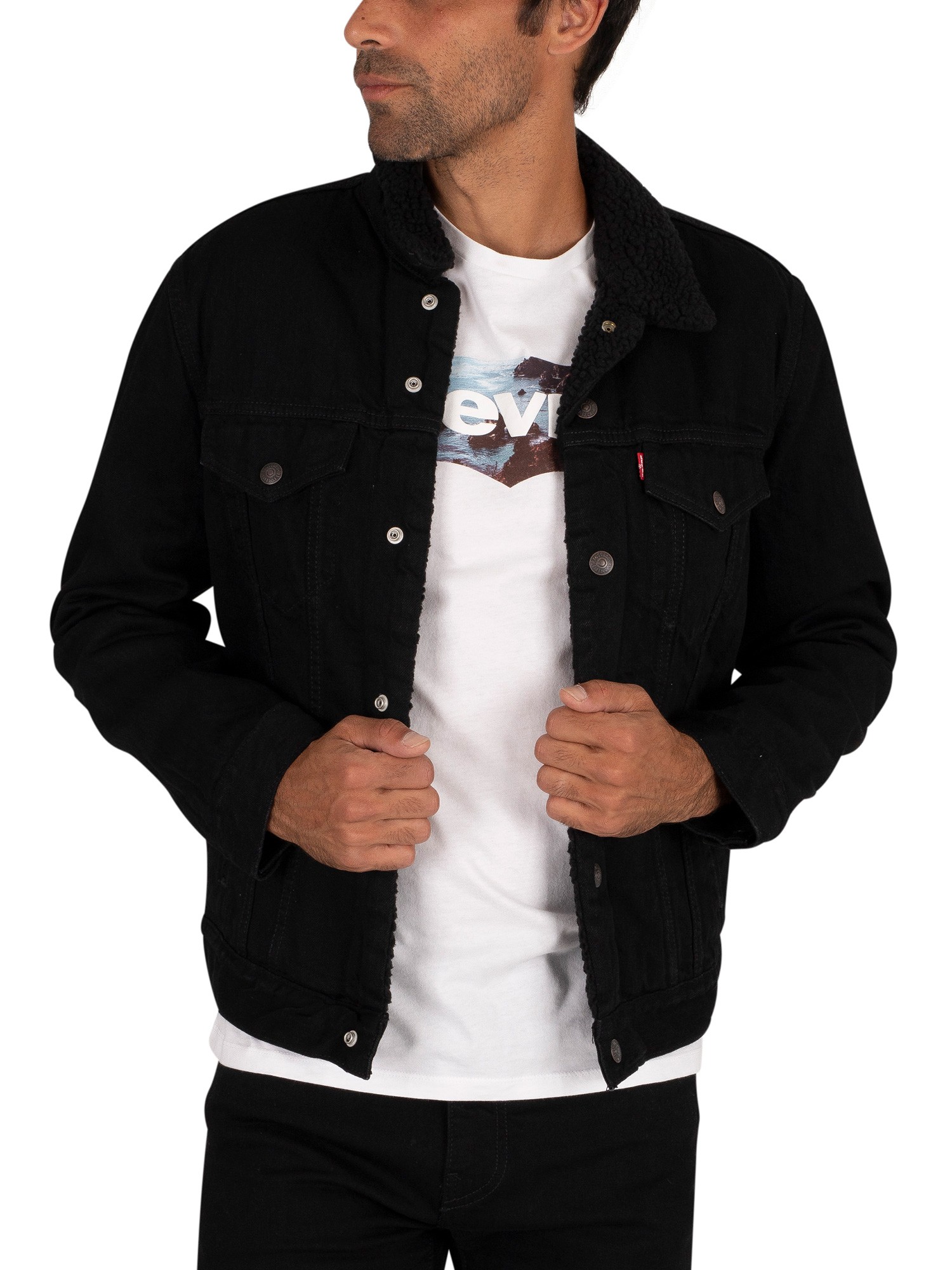 levis sherpa jacket black mens