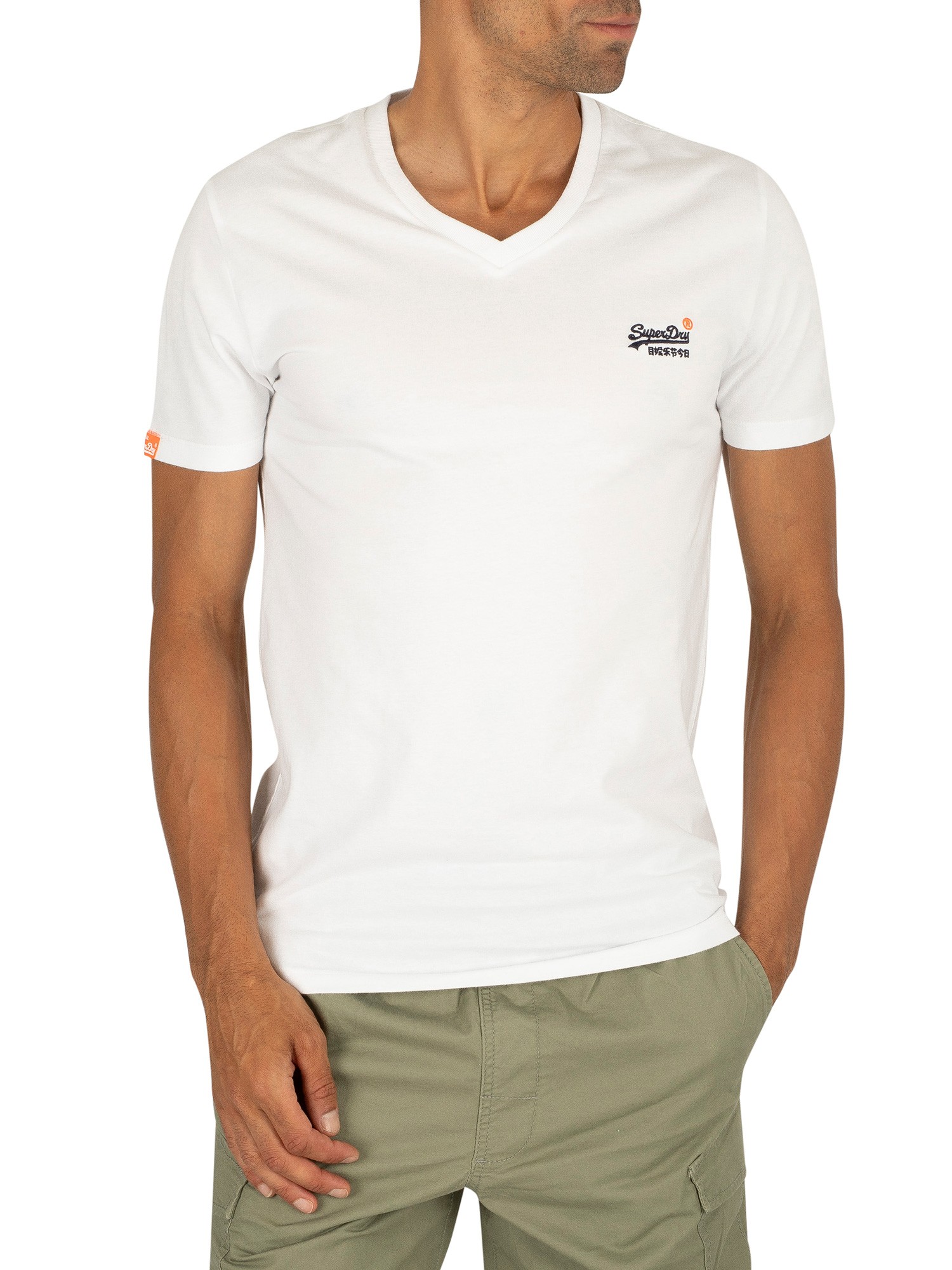 Homme Superdry Orange Label Vintage Logo Tee T Shirt à Manches Courtes Blanc QL Emb