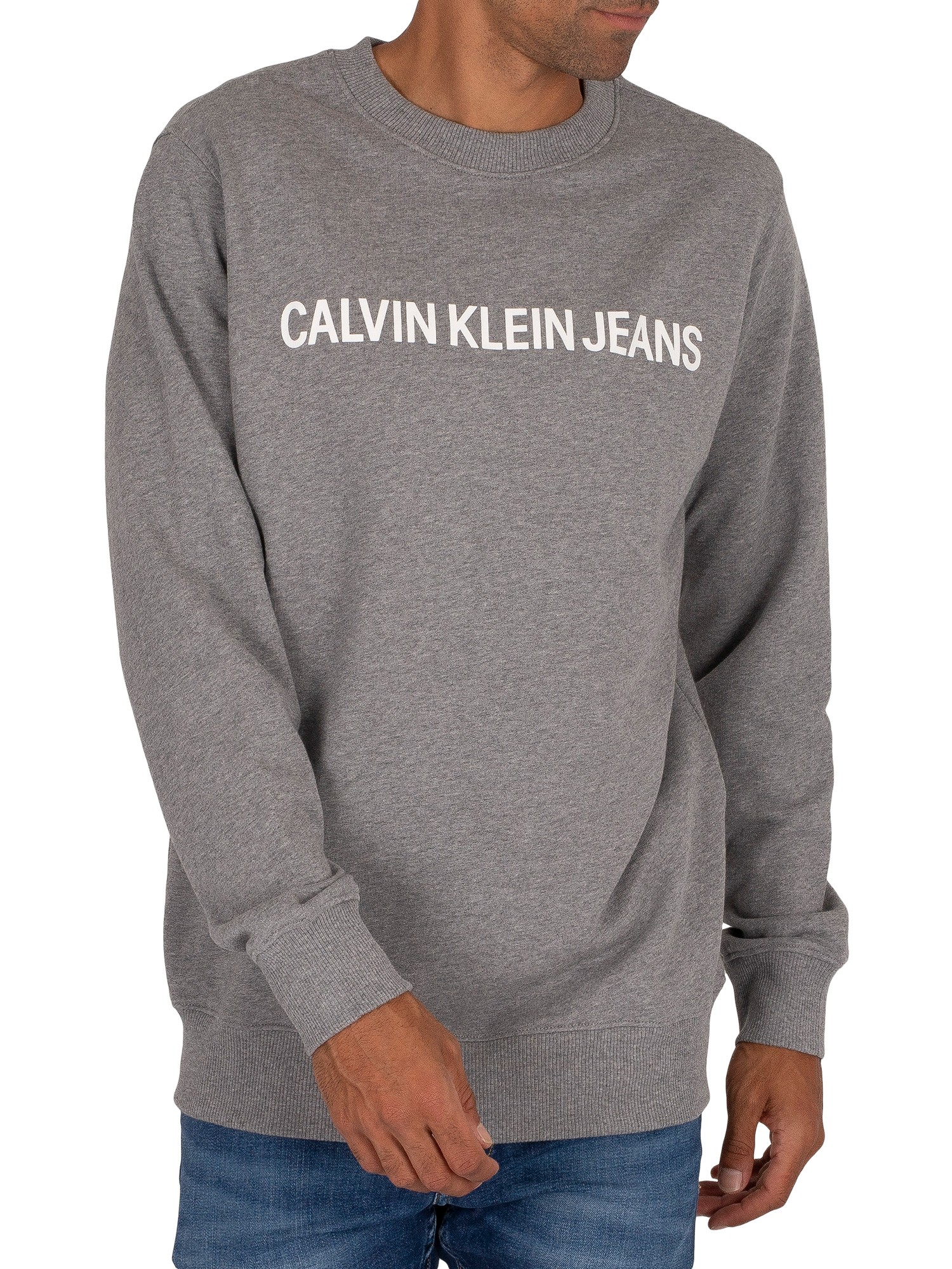Calvin Klein Jeans Core Institutional Sweatshirt - Grey Heather | Standout