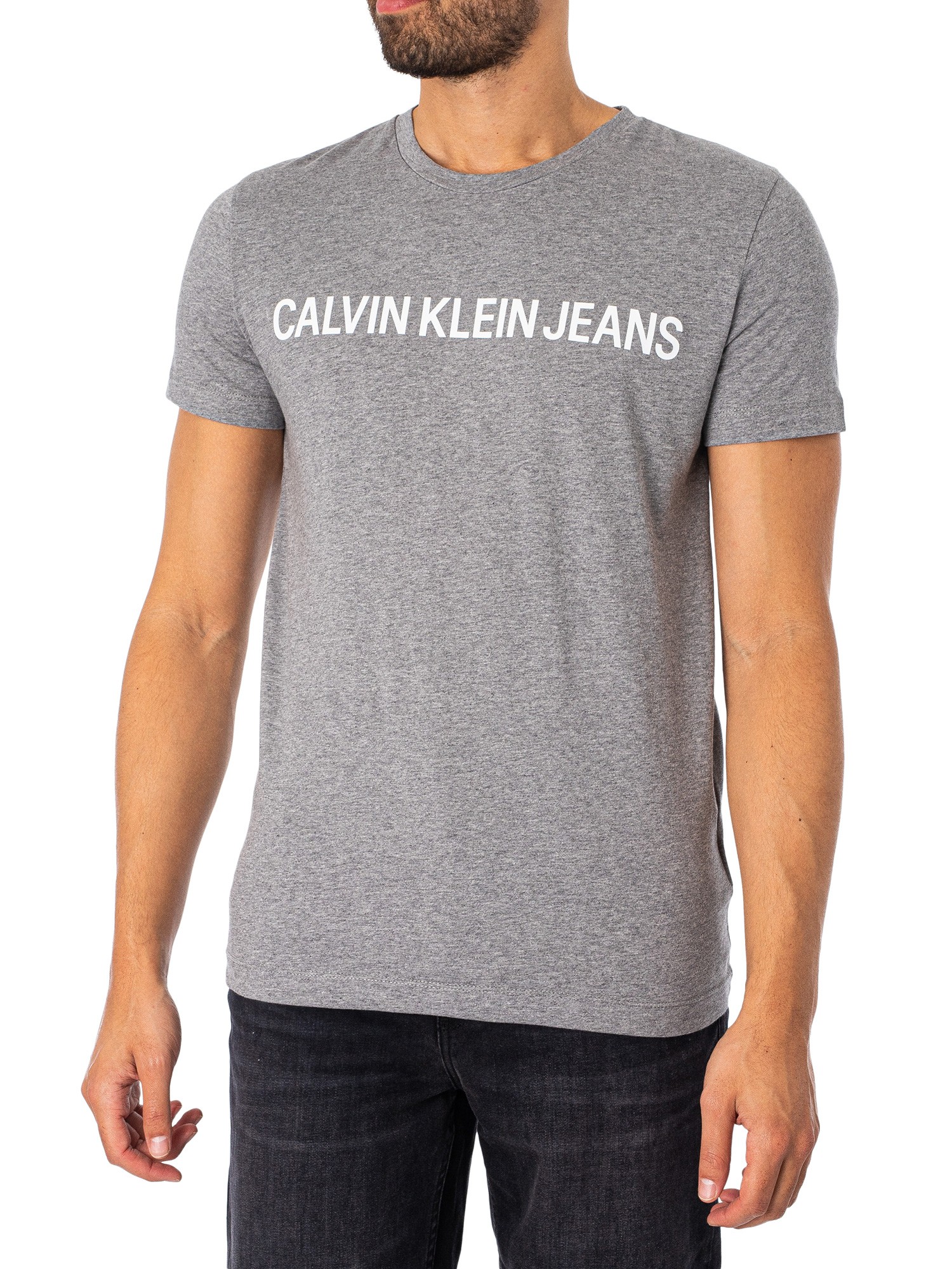 Calvin Klein Jeans Core Institutional T-Shirt - Grey Heather | Standout