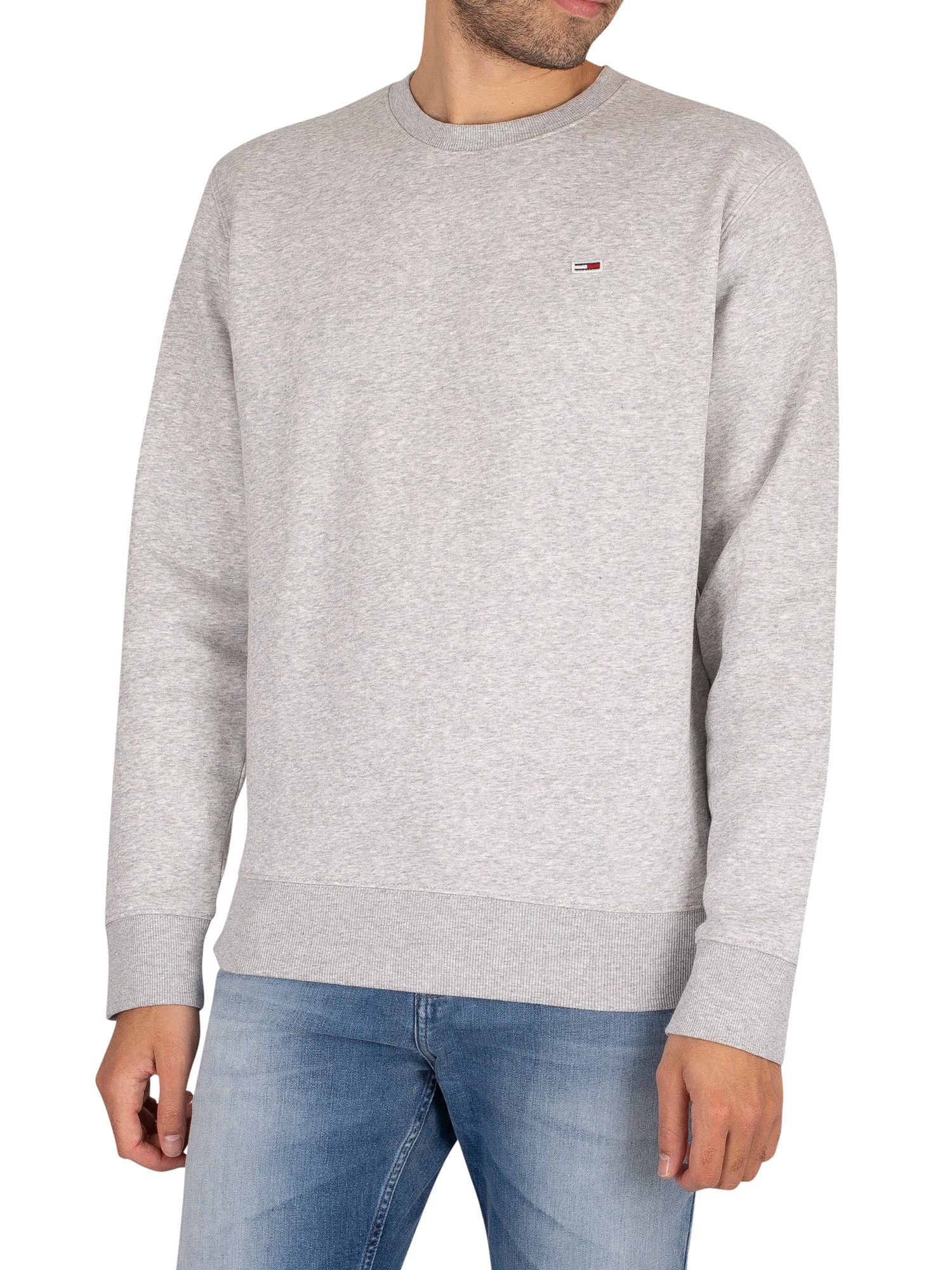 Tommy Jeans Regular Fleece Sweatshirt - Light Grey Heather | Standout
