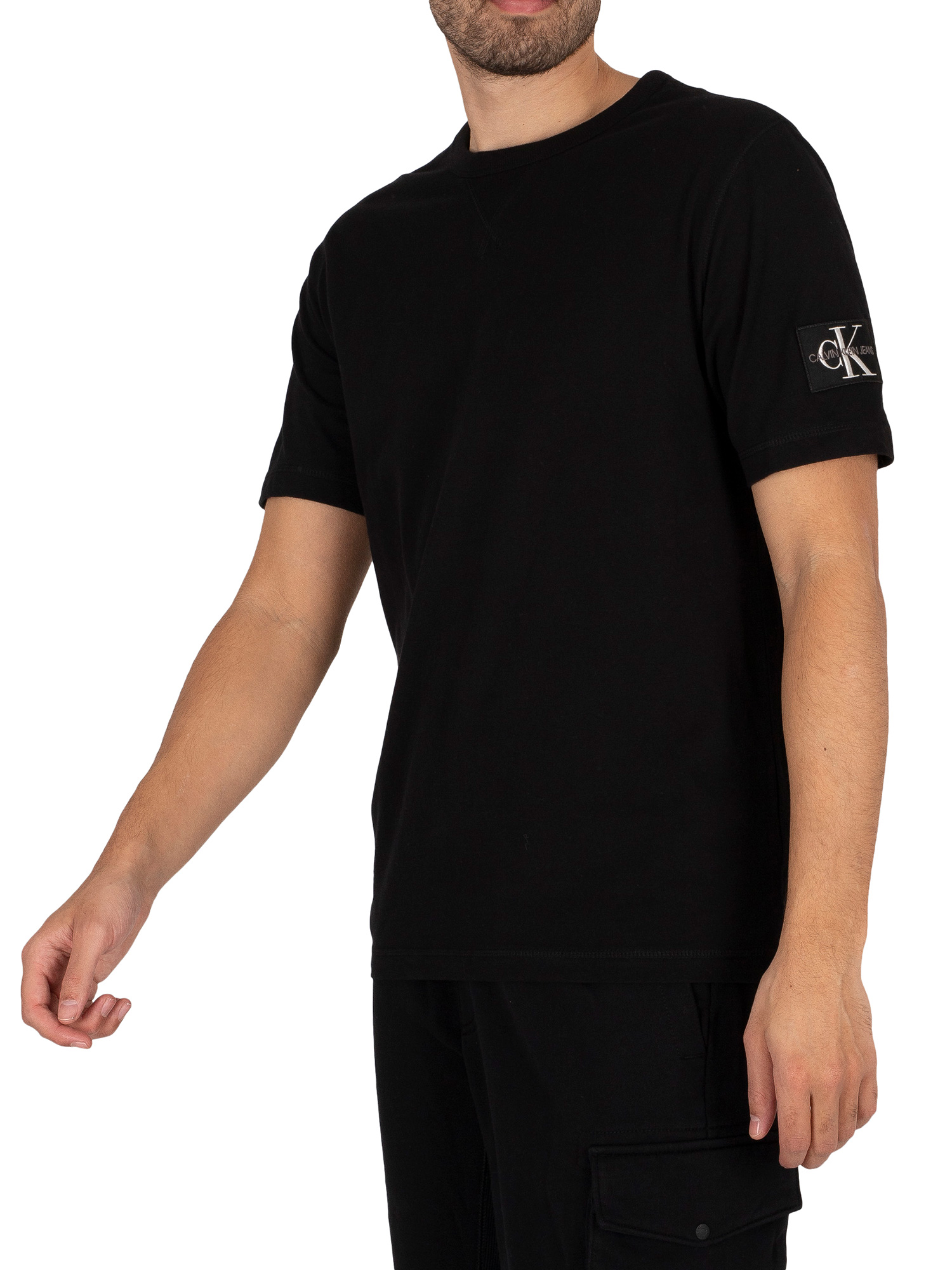 Calvin Klein Jeans Monogram Sleeve Badge T-Shirt - Black | Standout