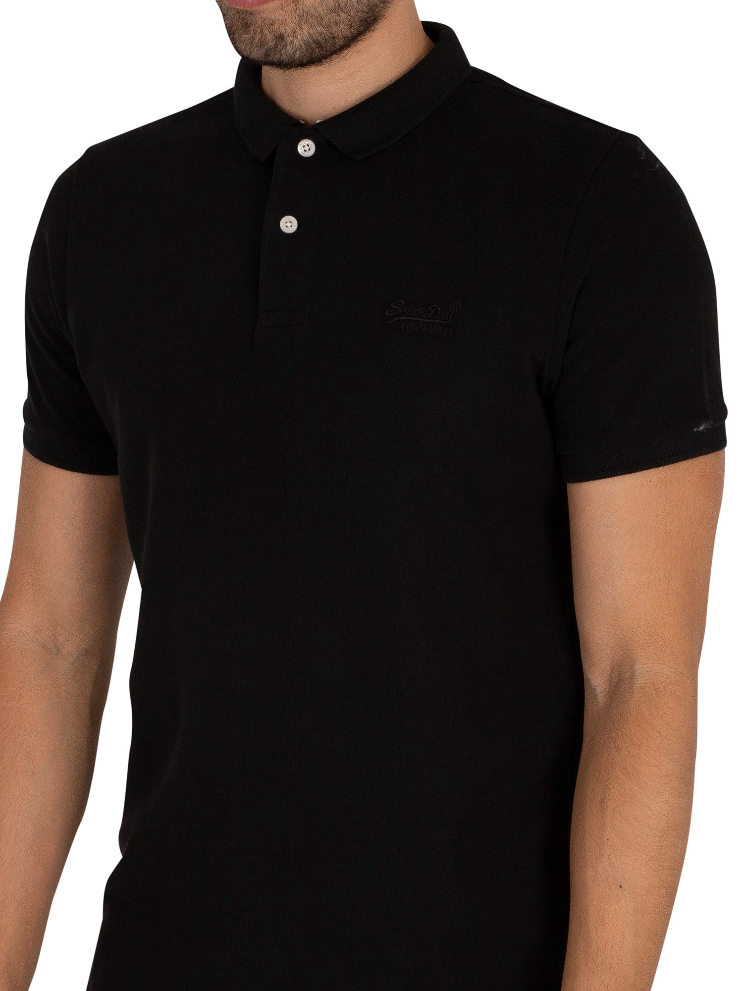 Superdry Classic Pique Polo Shirt - Black/Black | Standout