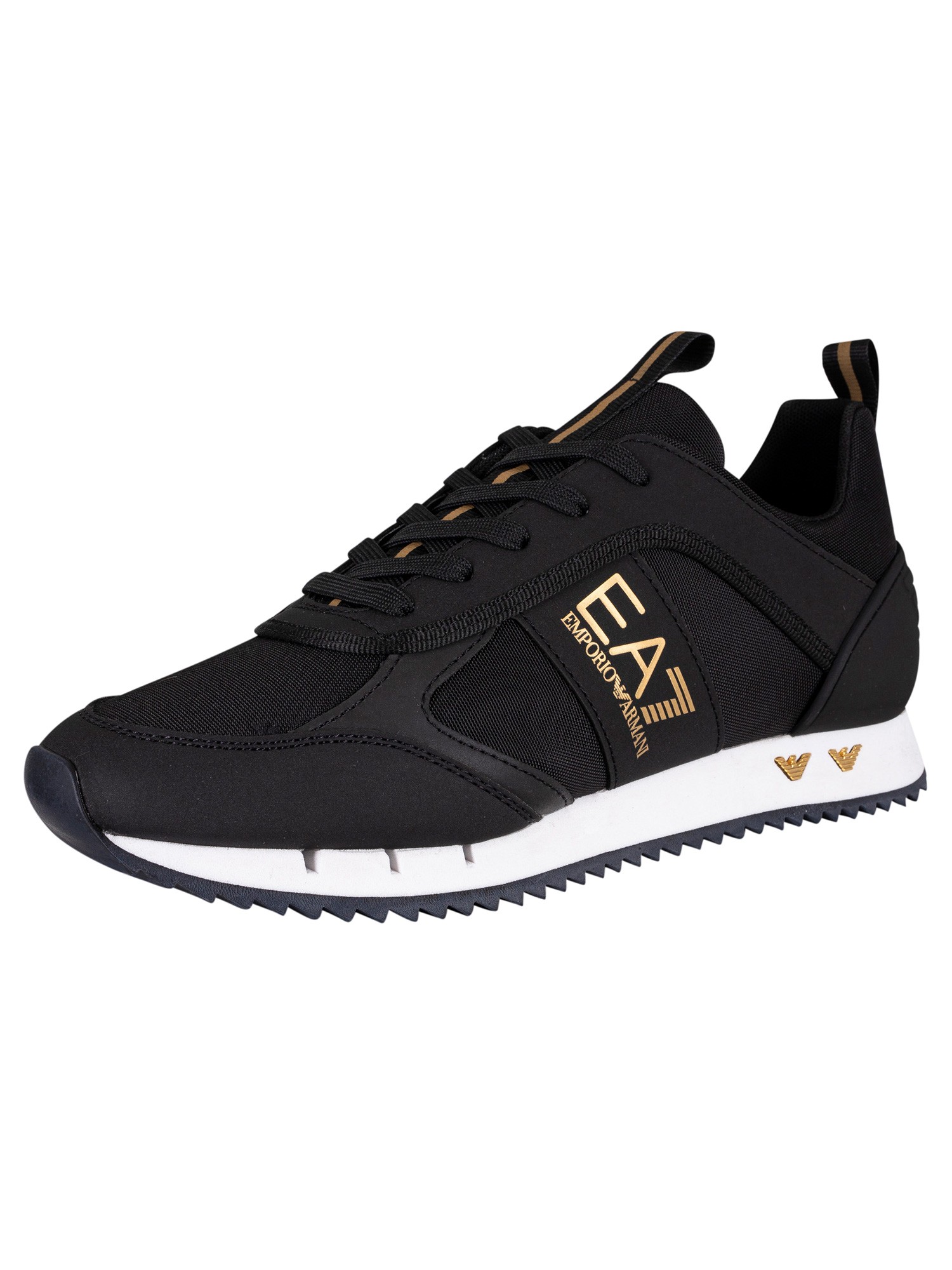 EA7 Side Logo Synthetic Trainers - Black/Gold | Standout