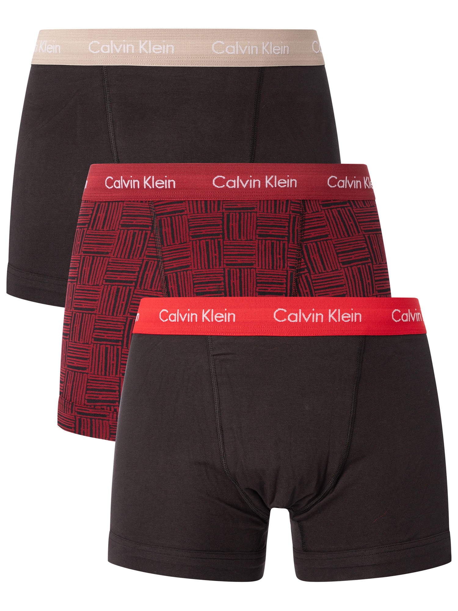 Calvin Klein 3 Pack Limited Edition Trunks - Black/Check Marker/Black |  Standout