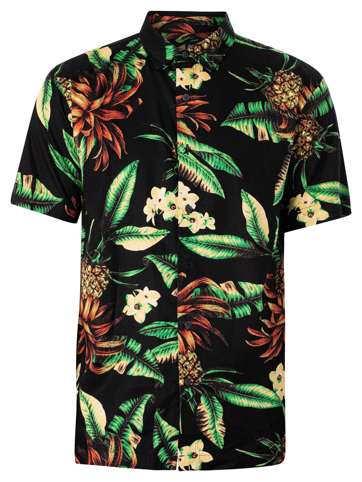 Superdry Vintage Hawaiian Short Sleeved Shirt - Black Pineapples | Standout