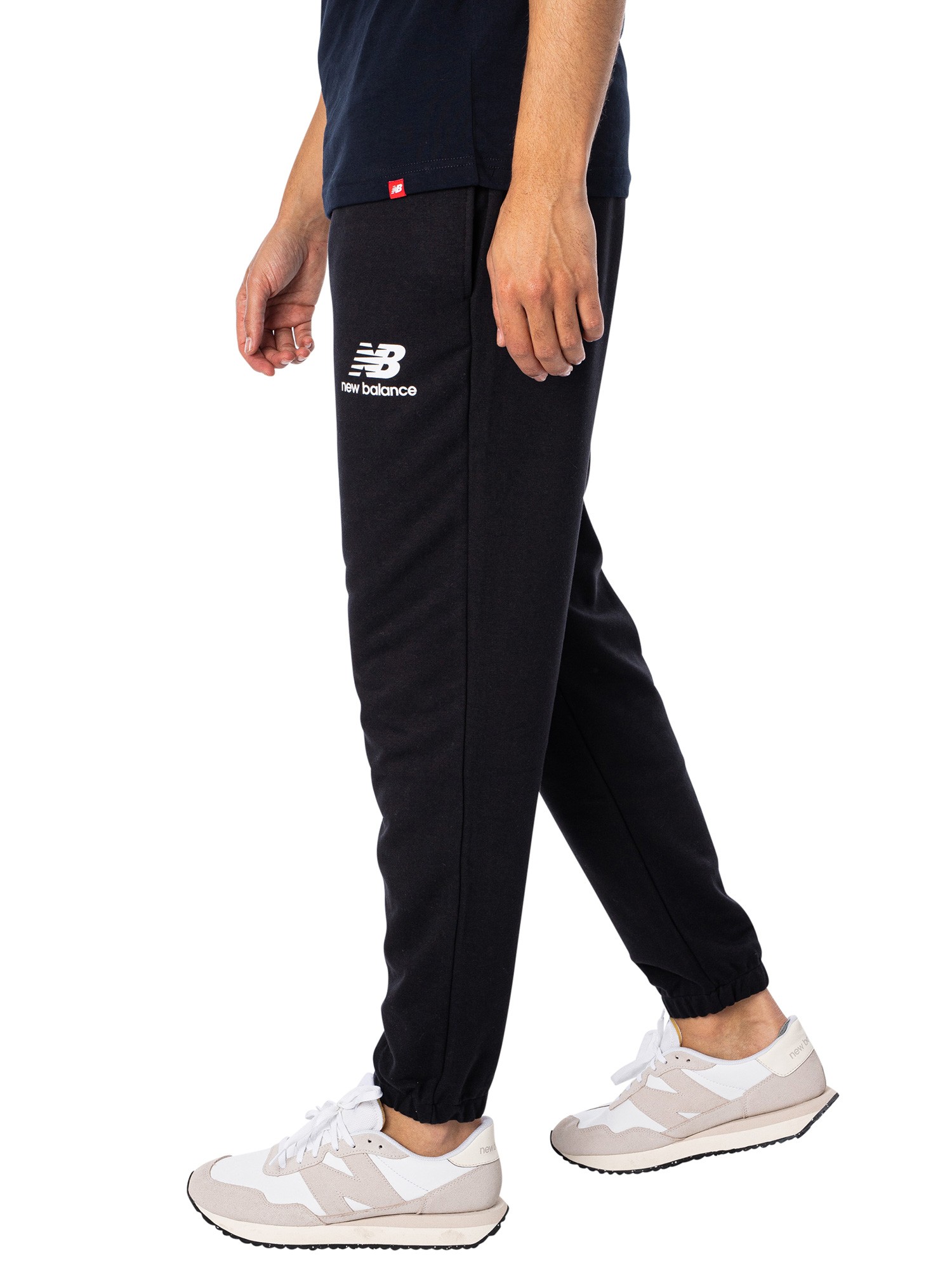 French New | Terry - Balance Stacked Black Joggers Standout Essentials Logo
