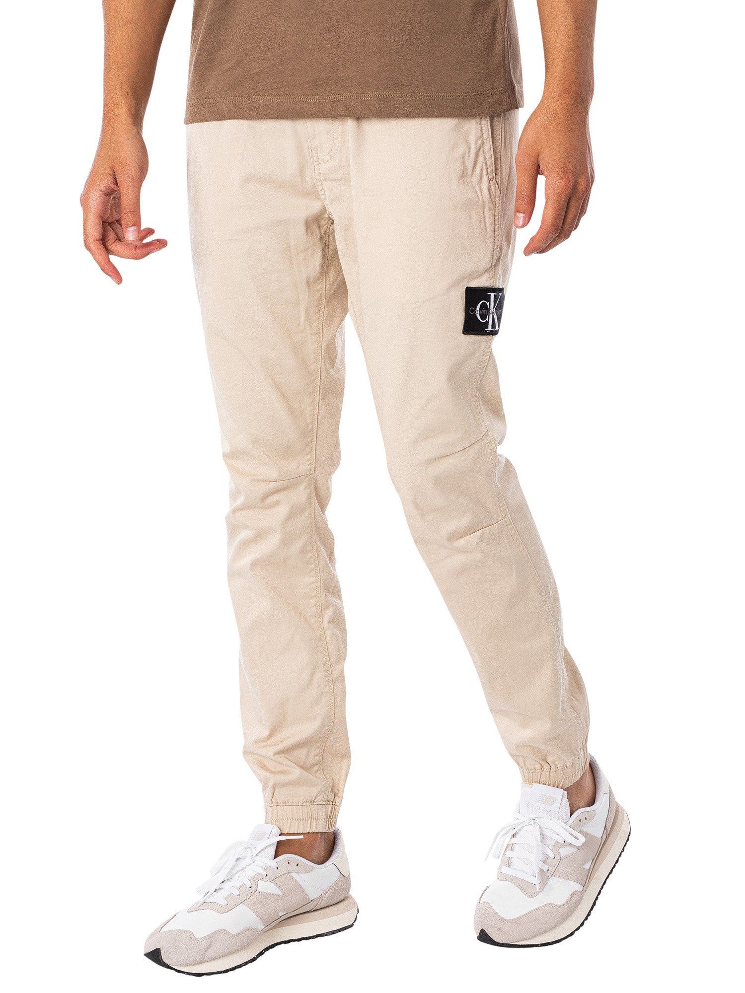 Calvin Klein Jeans Monologo Badge Casual Trousers - Classic Beige | Standout