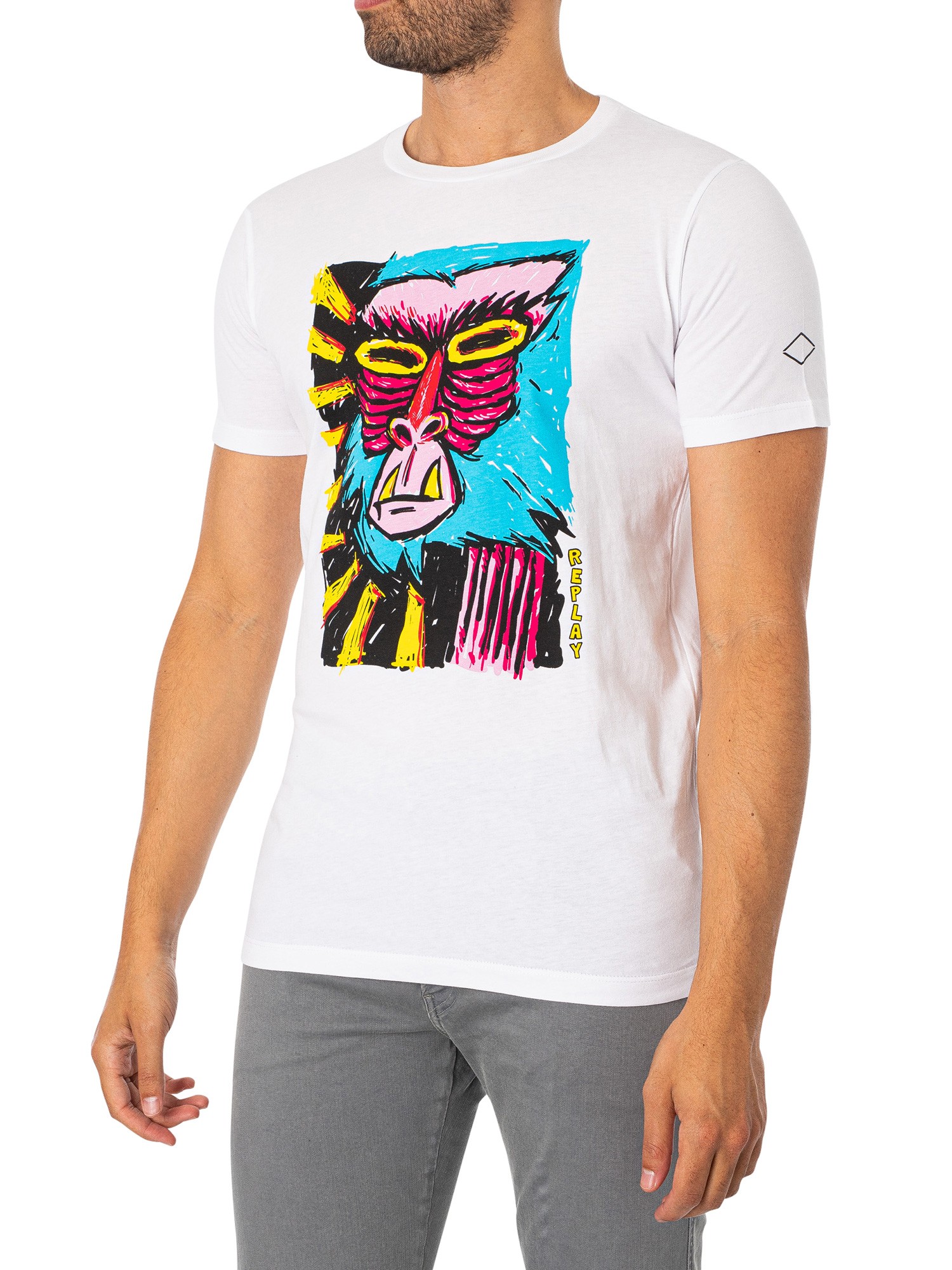 Replay Men\'s Monkey Graphic T-Shirt, White | eBay