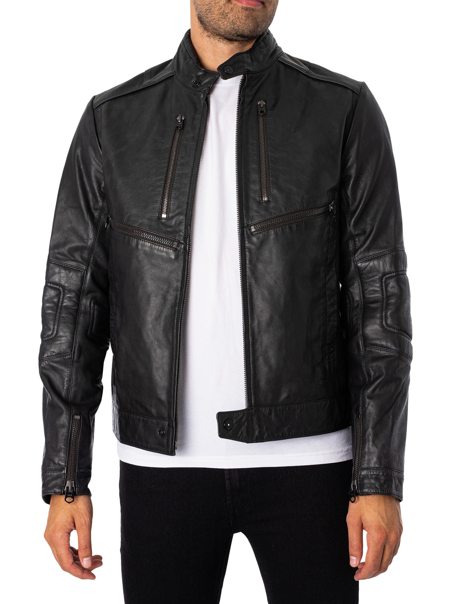 G-Star RAW Biker Leather Jacket - Black | Standout