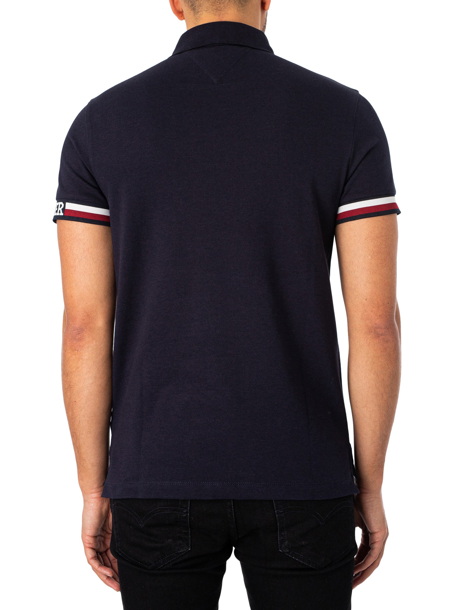 Tommy Hilfiger Monotype Flag Cuff Slim Polo Shirt - Desert Sky | Standout