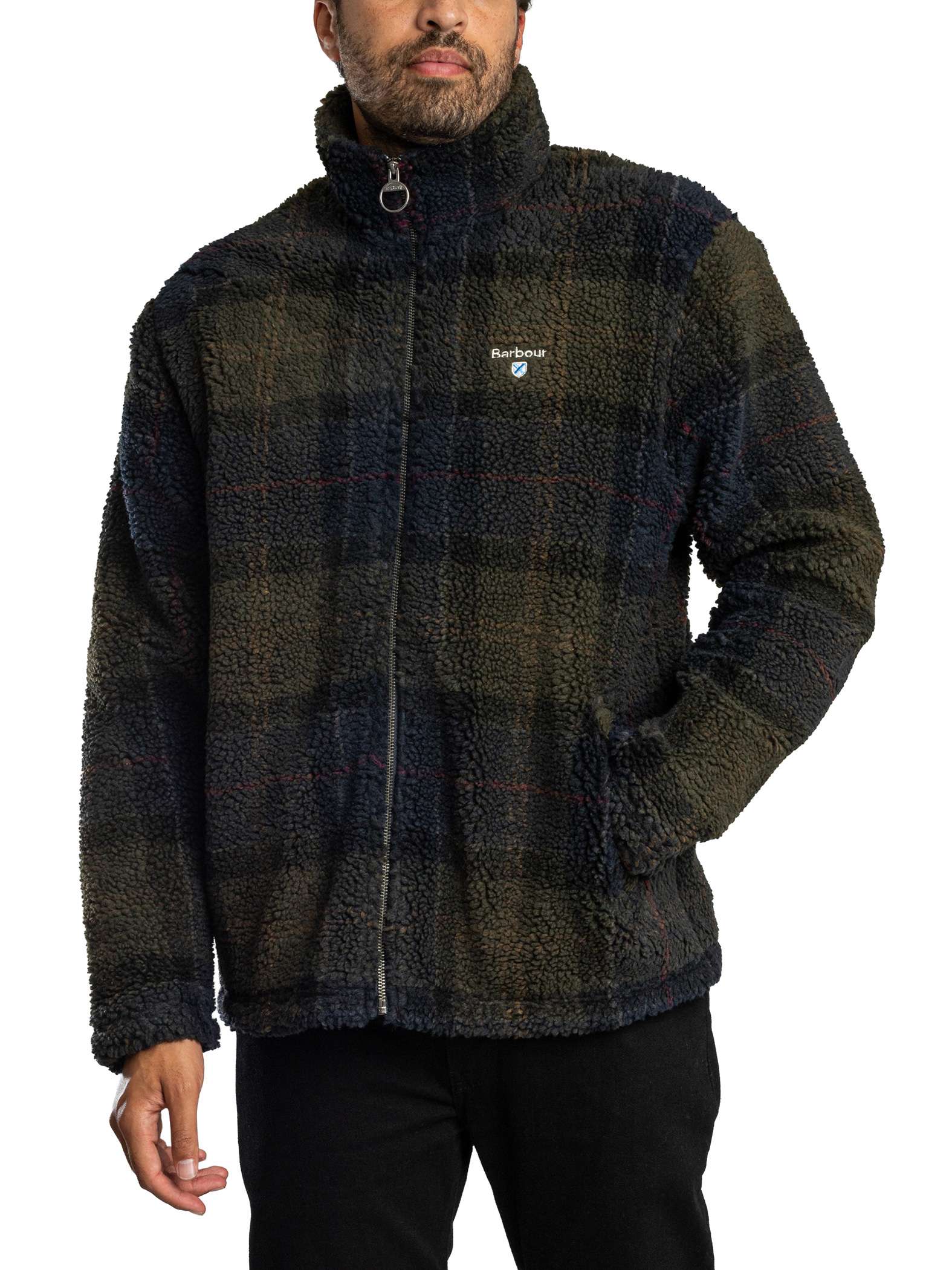 Barbour Mens Tartan Borg Full Zip Fleece Sweatshirt, Navy, Size S, Men - Image 2