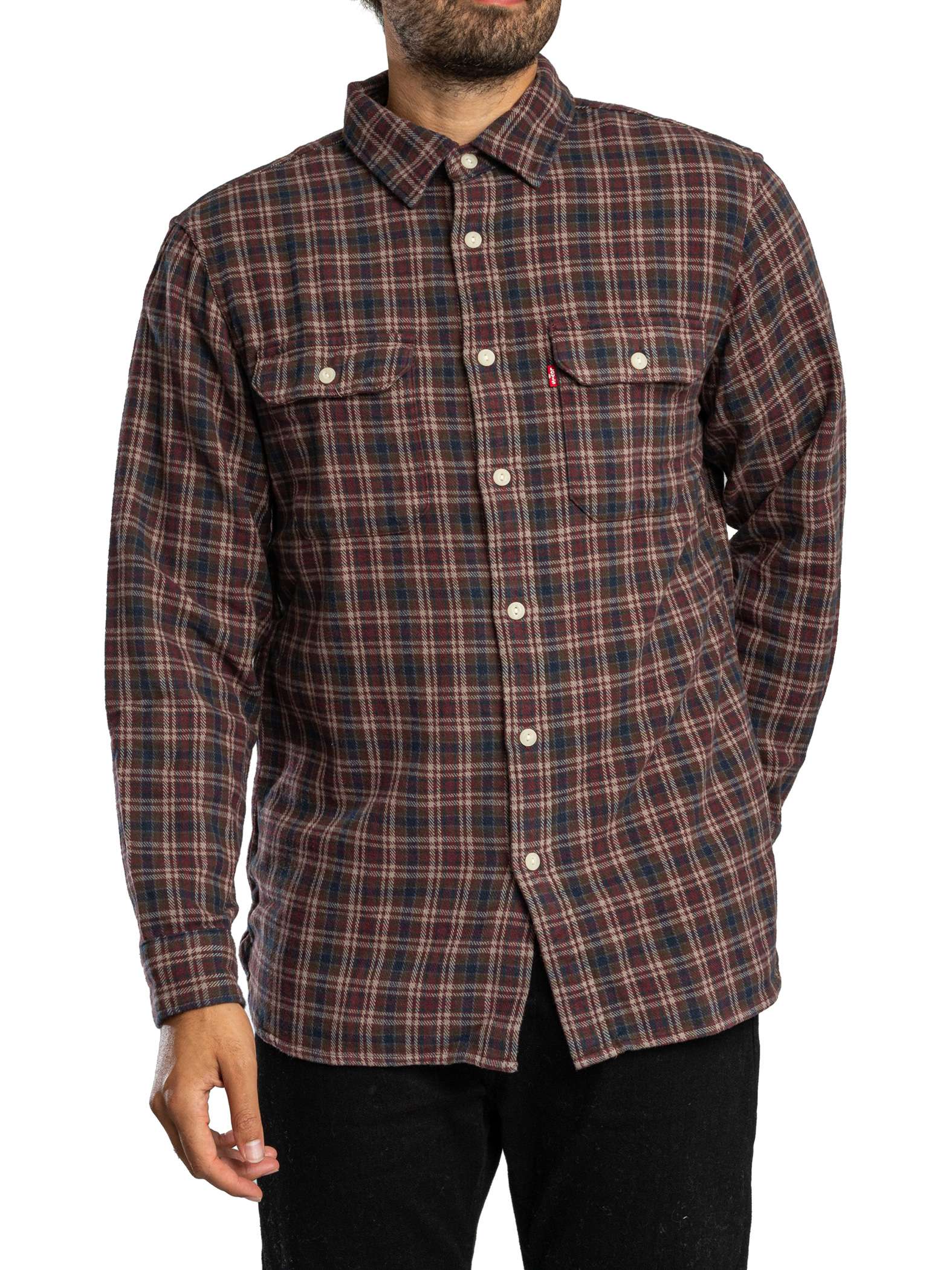 Levis Men's Mikkel Plaid Vineyard Relaxed Jackson Worker Shirt