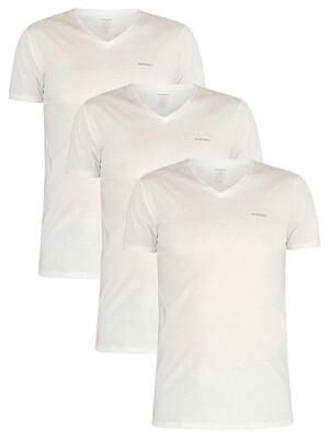 Diesel White 3 Pack Jake Plain Logo V-Neck T-Shirts