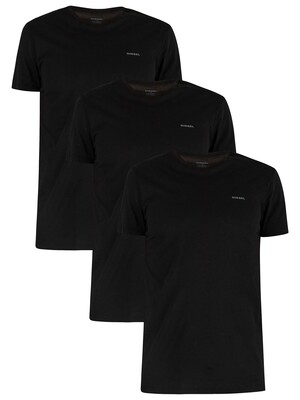 Diesel 3 Pack Jake Plain Logo T-Shirts - Black
