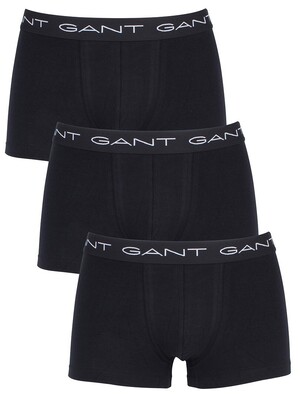 GANT 3 Pack Cotton Stretch Essential Trunks - Black