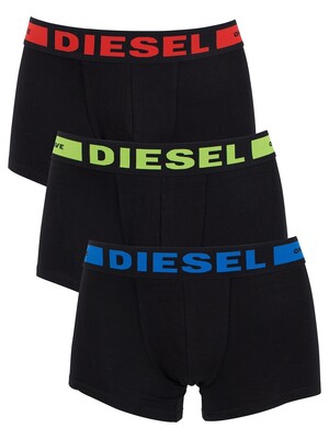 Diesel 3 Pack Seasonal Boxer Logo Trunks - Black