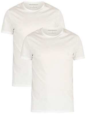 Emporio Armani 2 Pack Pure Cotton Lounge T-Shirts - White