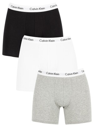 Calvin Klein 3 Pack Cotton Stretch Boxer Briefs - Black/White/Grey Heather