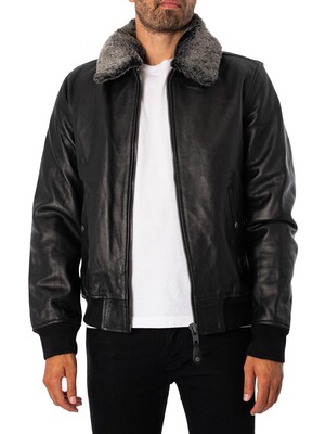 Schott Leather Flight Jacket - Black