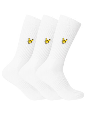 Lyle & Scott 3 Pack Hamilton Sport Socks - White