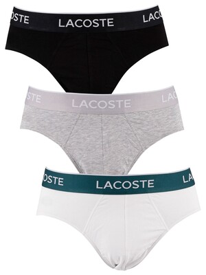 Lacoste 3 Pack Briefs - White/Grey/Black