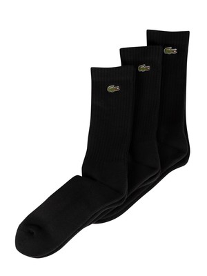 Lacoste 3 Pack Sport High Cut Socks - Black
