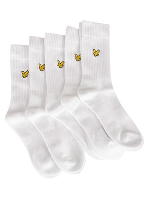 Lyle & Scott 5 Pack Camdyn Premium Sport Socks - White