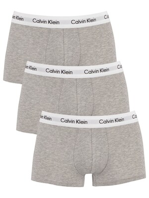 Calvin Klein 3 Pack Low Rise Trunks - Grey Heather