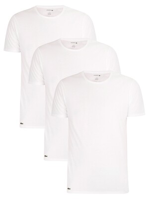 Lacoste Essentials Lounge 3 Pack Slim Crew T-Shirts - White