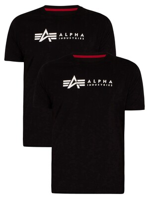 Alpha Industries 2 Pack Label Graphic T-Shirt - Black