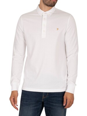 Farah Vintage Ricky Longsleeved Polo Shirt - White