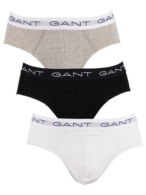 GANT 3 Pack Cotton Stretch Briefs - Grey Melange