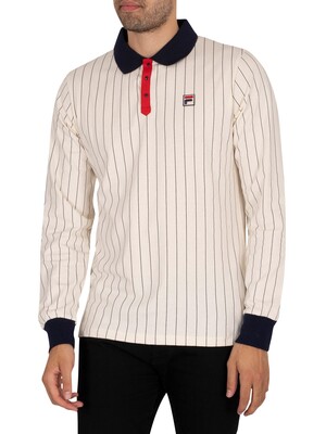 Fila BB2 Longsleeved Polo Shirt - Whisper White/Peacoat/Red