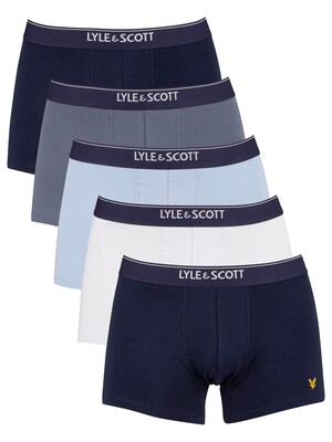 Lyle & Scott 5 Pack Jackson Trunks - Navy/White/Blue/Grey