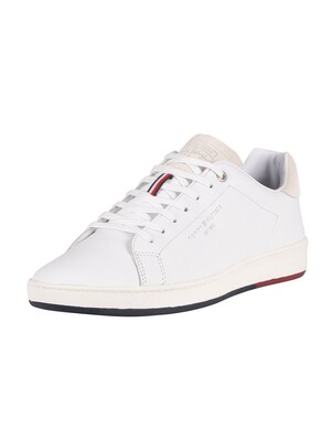 Tommy Hilfiger Retro Tennis Cupsole Leather Trainers - White