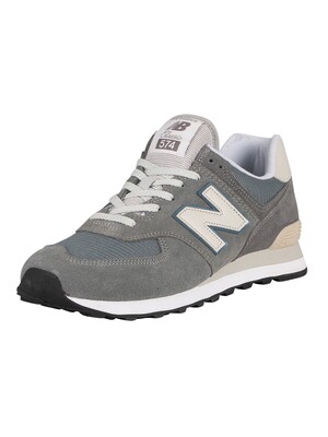 New Balance 574 Suede Trainers - Grey/Sky Blue