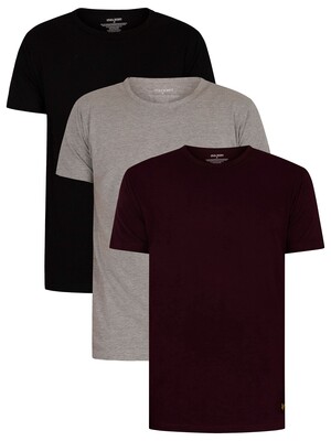 Lyle & Scott 3 Pack Lounge Maxwell T-Shirt - Black/Light Grey/Burgundy