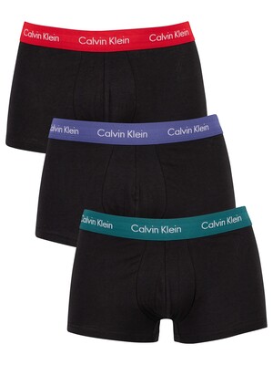Calvin Klein 3 Pack Low Rise Trunks - Maya Blue/Soft Grape/Rustic Red