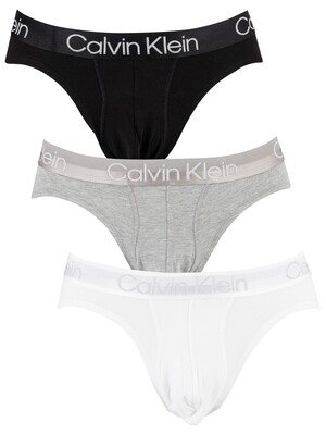 Calvin Klein 3 Pack Modern Structure Hip Briefs - White/Black/Grey Heather