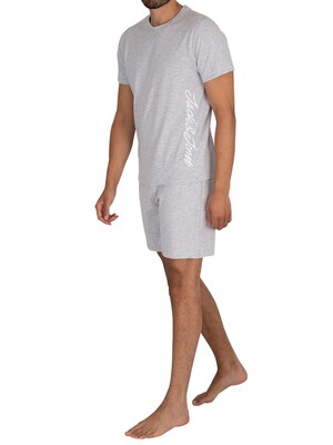 Jack & Jones Script Logo Pyjama Set - Light Grey Melange