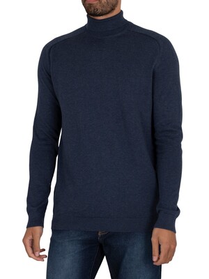 KnowledgeCotton Apparel Field High Neck Long Stable Knit - Total Eclipse