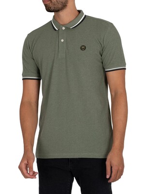 KnowledgeCotton Apparel Rowan Basic Pique Polo Shirt - Green melange
