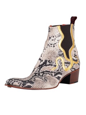 Jeffery West Pitone Print Snake Chelsea Boots - Natural
