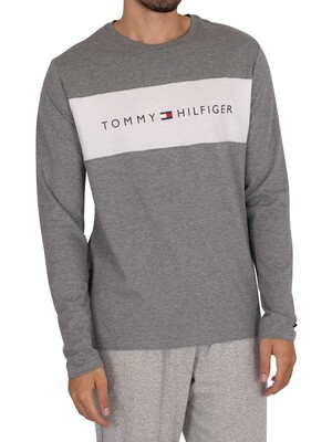 Tommy Hilfiger Lounge Longsleeved Logo Flag T-Shirt - Medium Grey Heather