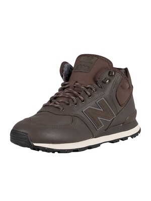 New Balance 574 Leather Mid Cut  Trainer Boots - Black Olive/Moonbeam