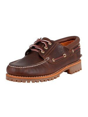 Timberland Authentic Handsewn Leather Boat Shoes - Brown Full Grain